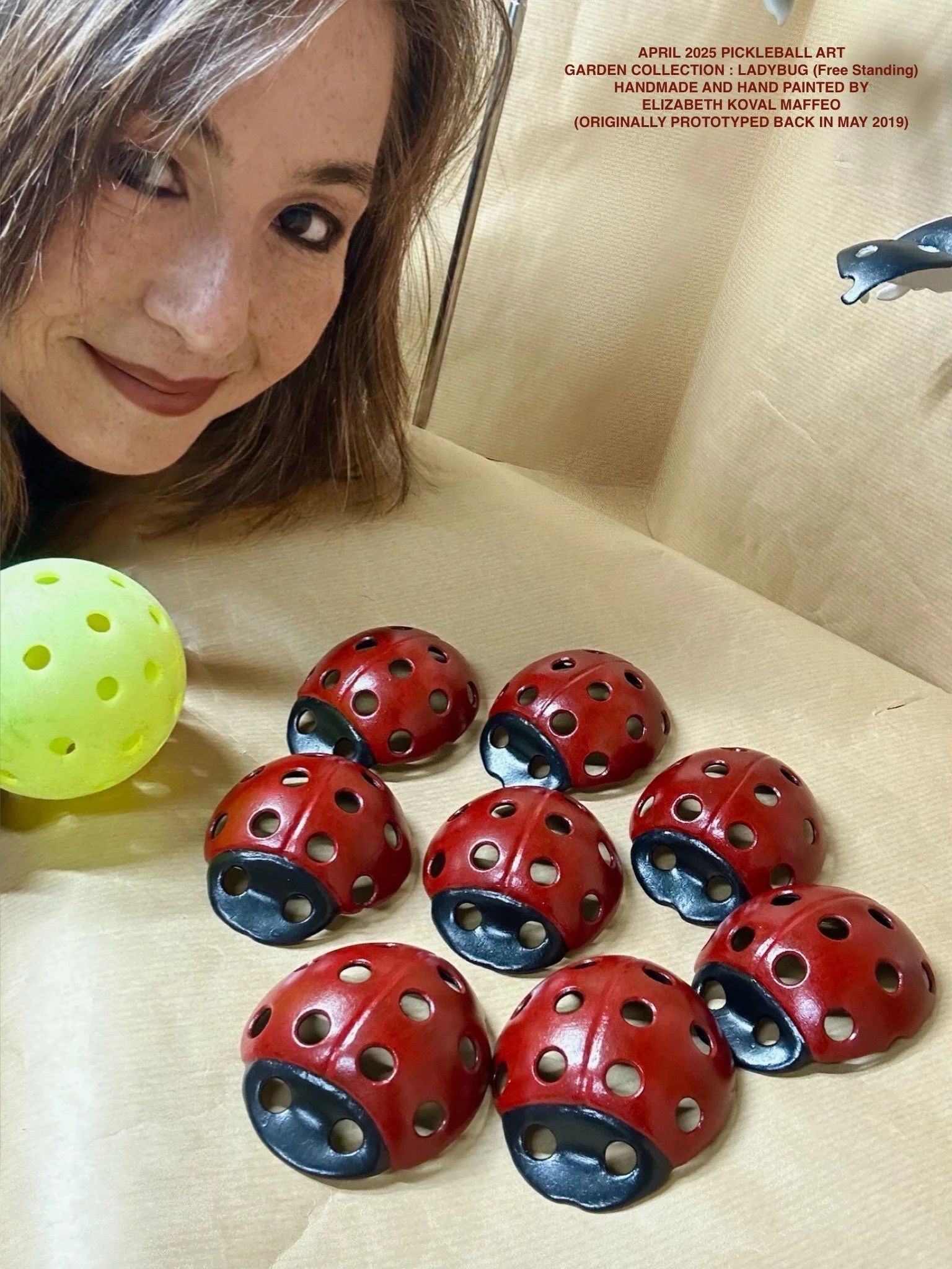 Handmade Recycled Pickleball Art - Ladybug (Free-standing) — Koval